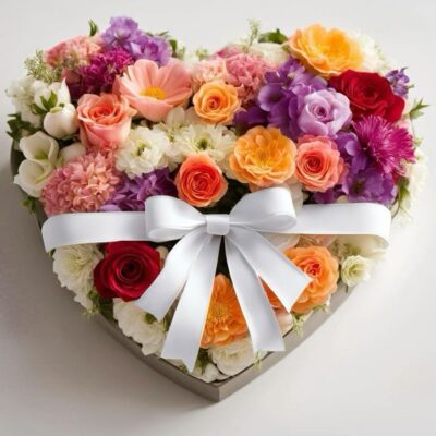 “Corazón de Amor” – Caja floral de corazón con flores mixtas