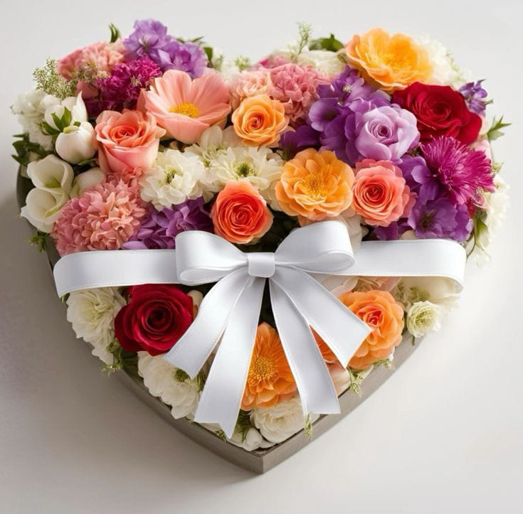 “Corazón de Amor” – Caja floral de corazón con flores mixtas